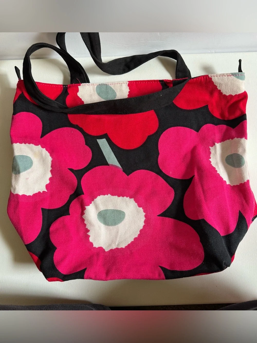 Marimekko Avon Breast Cancer Crusade Awareness Poppy Flower Canvas Tote Bag
